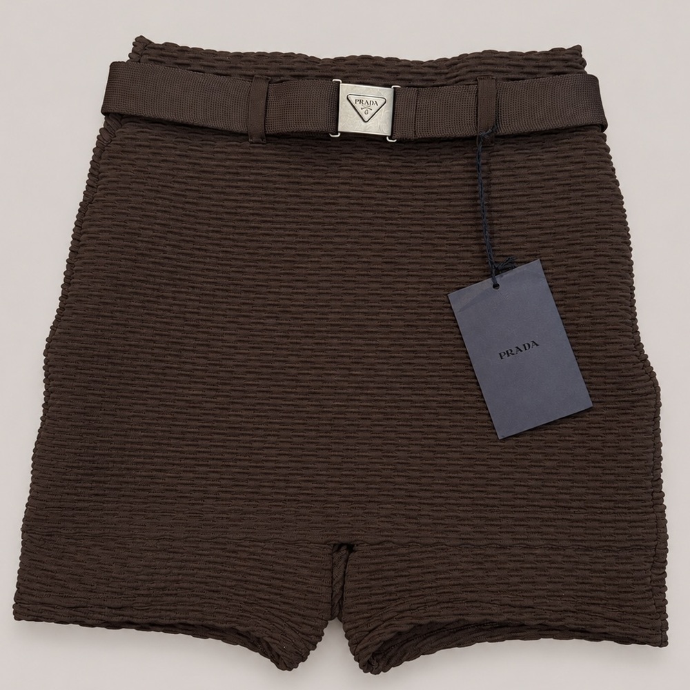 Prada Brown Textured Skort with Belt